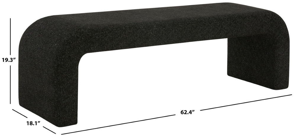 Safavieh CARALYNN Upholstered Bench in Black – Stylish Modern Seating for Entryways, Living Rooms & More! SFV5027J