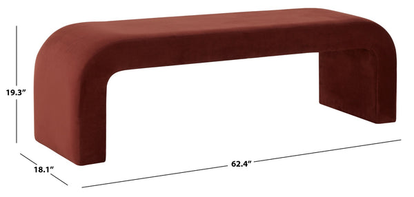 Safavieh CARALYNN Boucle Bench - Elegant Contemporary Design for Entryways, Living Rooms, and Bedrooms Rust SFV5027M