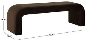 Safavieh CARALYNN Boucle Bench - Elegant Contemporary Design for Entryways, Living Rooms, and Bedrooms Dark Brown SFV5027N