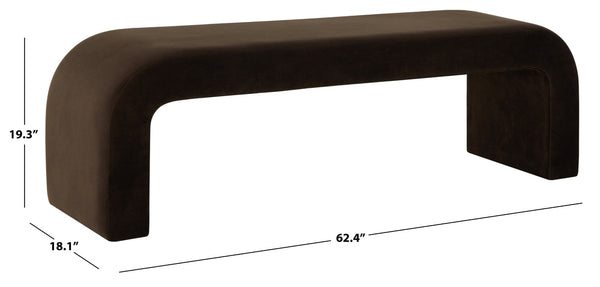 Safavieh CARALYNN Boucle Bench - Elegant Contemporary Design for Entryways, Living Rooms, and Bedrooms Dark Brown SFV5027N