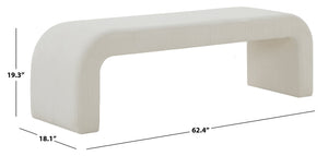 Safavieh CARALYNN Boucle Bench - Elegant Contemporary Design for Entryways, Living Rooms, and Bedrooms Creme SFV5027O