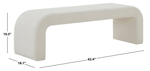 Safavieh CARALYNN Boucle Bench - Elegant Contemporary Design for Entryways, Living Rooms, and Bedrooms Creme SFV5027O