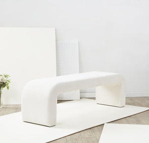 Safavieh CARALYNN Boucle Bench - Elegant Contemporary Design for Entryways, Living Rooms, and Bedrooms Creme SFV5027O
