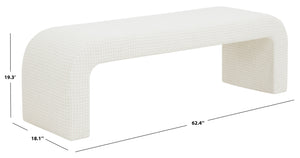 Safavieh Caralynn Boucle Bench – Modern Handmade Luxury With Contoured Silhouette For Glamorous Living Spaces Ivory Fabric ,Wood ,Foam Sfv5027p