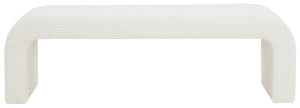Safavieh Caralynn Boucle Bench – Modern Handmade Luxury With Contoured Silhouette For Glamorous Living Spaces Ivory Fabric ,Wood ,Foam Sfv5027p