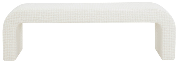 Safavieh Caralynn Boucle Bench – Modern Handmade Luxury With Contoured Silhouette For Glamorous Living Spaces Ivory Fabric ,Wood ,Foam Sfv5027p