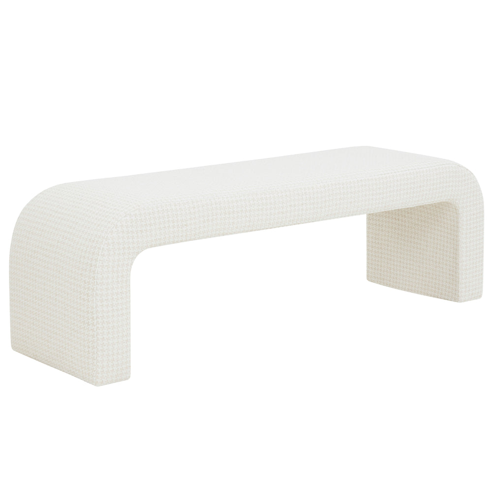 Safavieh Caralynn Boucle Bench – Modern Handmade Luxury With Contoured Silhouette For Glamorous Living Spaces Ivory Fabric ,Wood ,Foam Sfv5027p