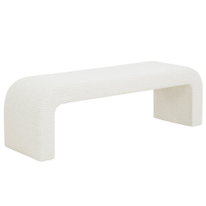 Safavieh Caralynn Boucle Bench – Modern Handmade Luxury With Contoured Silhouette For Glamorous Living Spaces Ivory Fabric ,Wood ,Foam Sfv5027p