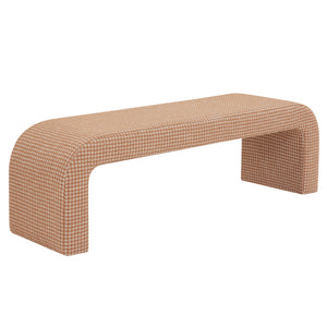 Safavieh Caralynn Boucle Bench – Modern Handmade Luxury With Contoured Silhouette For Glamorous Living Spaces Brown Fabric ,Wood ,Foam Sfv5027q