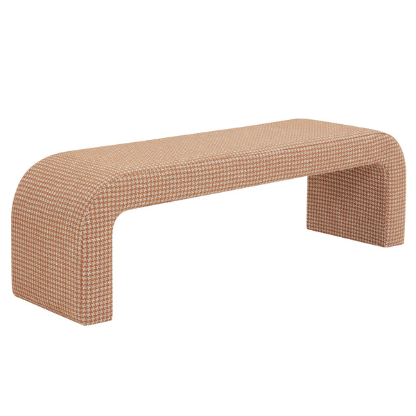 Safavieh Caralynn Boucle Bench – Modern Handmade Luxury With Contoured Silhouette For Glamorous Living Spaces Brown Fabric ,Wood ,Foam Sfv5027q