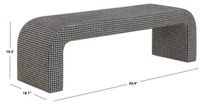 Safavieh Caralynn Boucle Bench – Modern Handmade Luxury With Contoured Silhouette For Glamorous Living Spaces Black ,White Fabric ,Wood ,Foam Sfv5027r