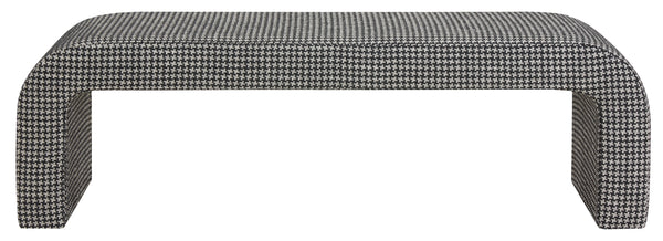 Safavieh Caralynn Boucle Bench – Modern Handmade Luxury With Contoured Silhouette For Glamorous Living Spaces Black ,White Fabric ,Wood ,Foam Sfv5027r