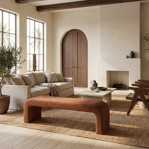 Caralynn Chenille Bench With Solid Wood Frame — Plush High-Density Cushioning For Entryway Seating