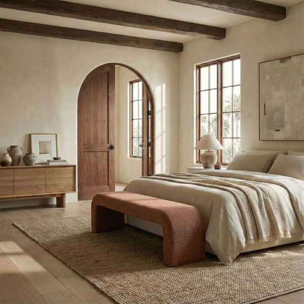 Caralynn Chenille Bench With Solid Wood Frame — Plush High-Density Cushioning For Entryway Seating