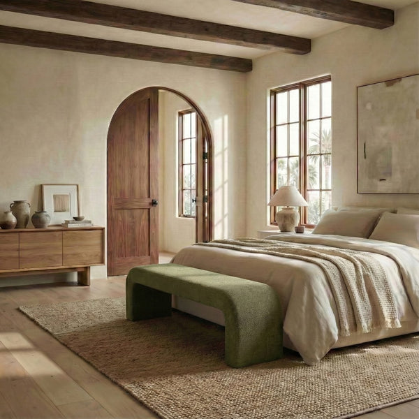 Caralynn Chenille Bench With Solid Wood Frame — Plush High-Density Cushioning For Entryway Seating