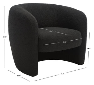 Safavieh EVERLY Boucle Barrel Back Accent Chair - Contemporary Comfort with Elegant Design for Any Space Black SFV5029B