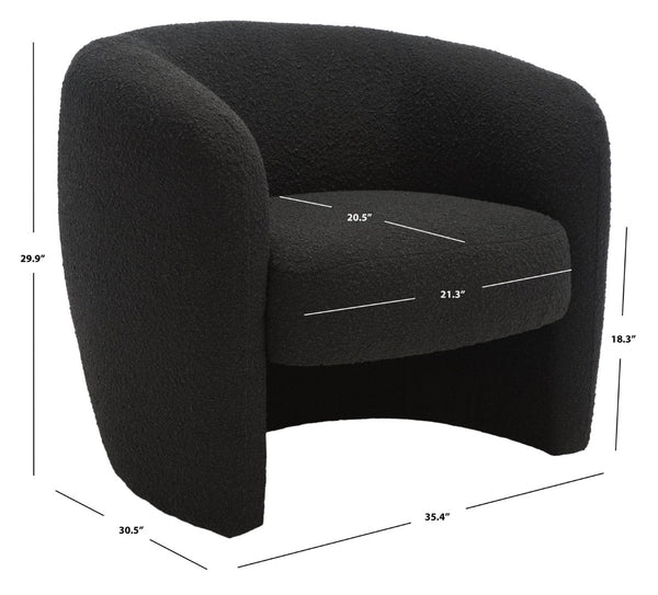 Safavieh EVERLY Boucle Barrel Back Accent Chair - Contemporary Comfort with Elegant Design for Any Space Black SFV5029B