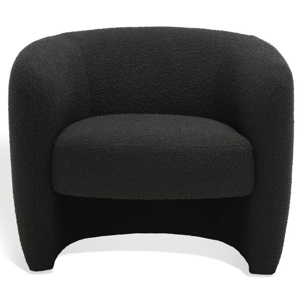 Safavieh EVERLY Boucle Barrel Back Accent Chair - Contemporary Comfort with Elegant Design for Any Space Black SFV5029B