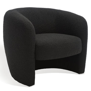 Safavieh EVERLY Boucle Barrel Back Accent Chair - Contemporary Comfort with Elegant Design for Any Space Black SFV5029B
