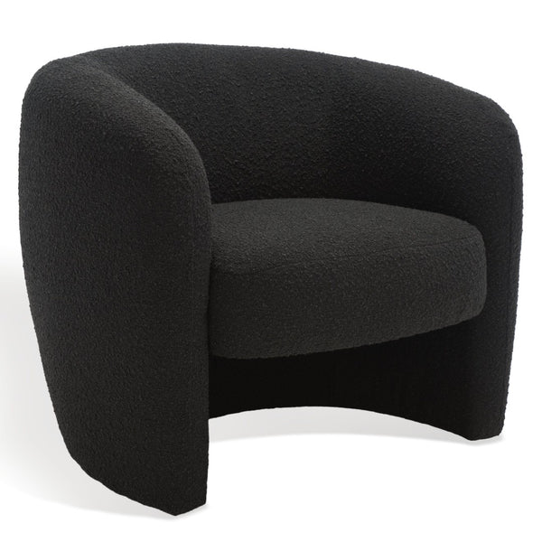 Safavieh EVERLY Boucle Barrel Back Accent Chair - Contemporary Comfort with Elegant Design for Any Space Black SFV5029B