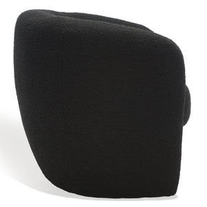 Safavieh EVERLY Boucle Barrel Back Accent Chair - Contemporary Comfort with Elegant Design for Any Space Black SFV5029B