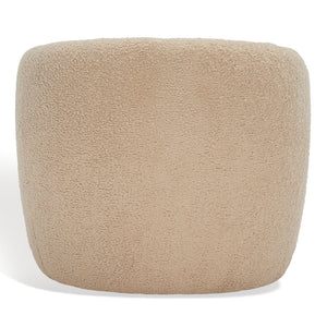Safavieh EVERLY Boucle Barrel Back Accent Chair - Contemporary Comfort with Elegant Design for Any Space Light Brown SFV5029C