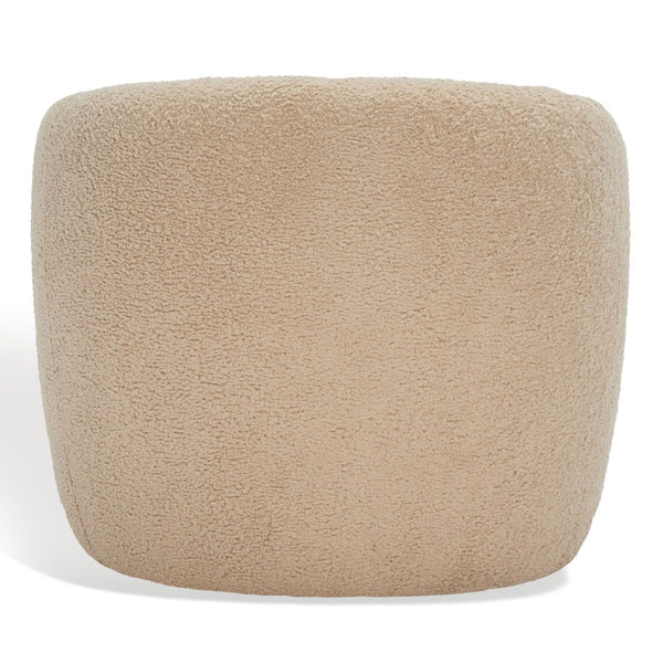 Safavieh EVERLY Boucle Barrel Back Accent Chair - Contemporary Comfort with Elegant Design for Any Space Light Brown SFV5029C