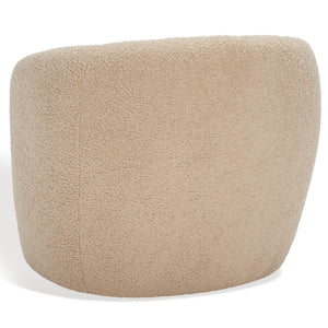Safavieh EVERLY Boucle Barrel Back Accent Chair - Contemporary Comfort with Elegant Design for Any Space Light Brown SFV5029C