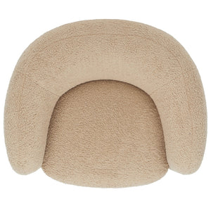 Safavieh EVERLY Boucle Barrel Back Accent Chair - Contemporary Comfort with Elegant Design for Any Space Light Brown SFV5029C