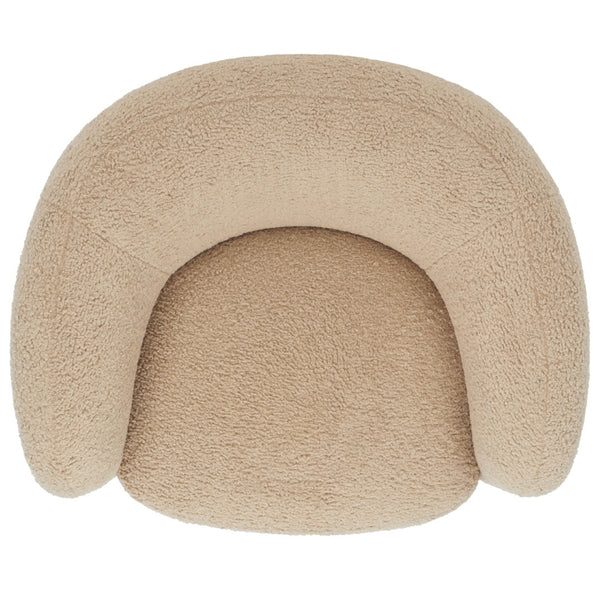 Safavieh EVERLY Boucle Barrel Back Accent Chair - Contemporary Comfort with Elegant Design for Any Space Light Brown SFV5029C
