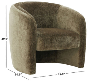 Everly Chenille Barrel Back Accent Chair With Solid Wood Frame, Plush Foam Seating For Comfort