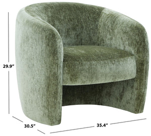 Everly Chenille Barrel Back Accent Chair With Solid Wood Frame, Plush Foam Seating For Comfort