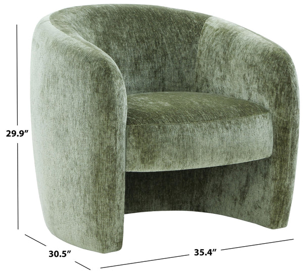 Everly Chenille Barrel Back Accent Chair With Solid Wood Frame, Plush Foam Seating For Comfort