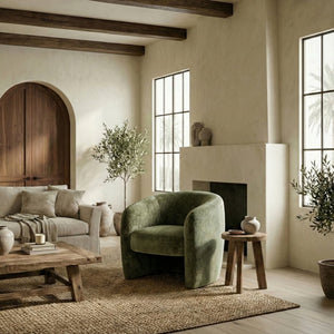Everly Chenille Barrel Back Accent Chair With Solid Wood Frame, Plush Foam Seating For Comfort