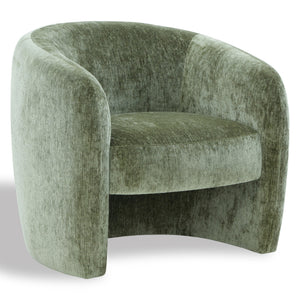 Everly Chenille Barrel Back Accent Chair With Solid Wood Frame, Plush Foam Seating For Comfort