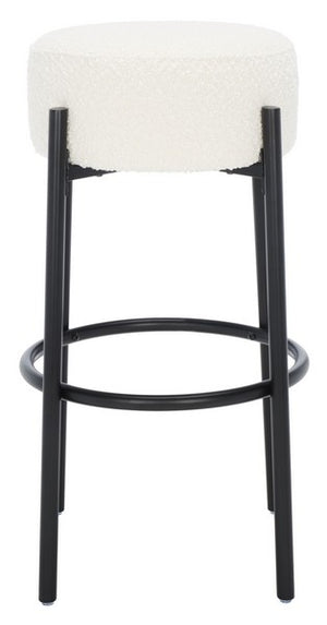 Safavieh Paisleigh Boucle And Metal Leg Barstool Ivory / Black Wood / Fabric / Foam / Metal SFV5031A