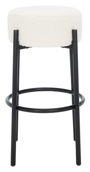 Safavieh Paisleigh Boucle And Metal Leg Barstool Ivory / Black Wood / Fabric / Foam / Metal SFV5031A