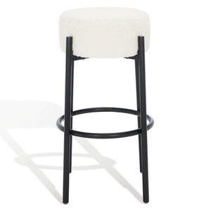 Safavieh Paisleigh Boucle And Metal Leg Barstool Ivory / Black Wood / Fabric / Foam / Metal SFV5031A