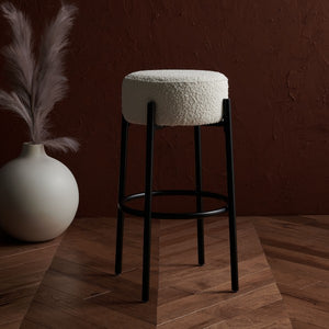 Safavieh Paisleigh Boucle And Metal Leg Barstool Ivory / Black Wood / Fabric / Foam / Metal SFV5031A