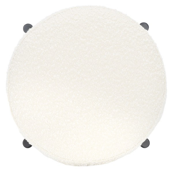 Safavieh Paisleigh Boucle And Metal Leg Barstool Ivory / Black Wood / Fabric / Foam / Metal SFV5031A