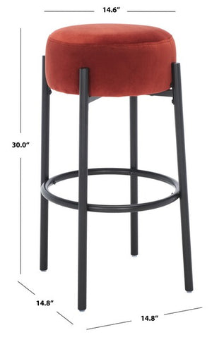 Safavieh Paisleigh Metal Leg Barstool Rust / Black Wood / Fabric / Foam / Metal SFV5031C
