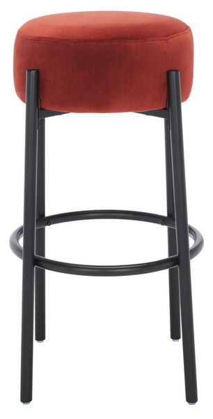 Safavieh Paisleigh Metal Leg Barstool Rust / Black Wood / Fabric / Foam / Metal SFV5031C