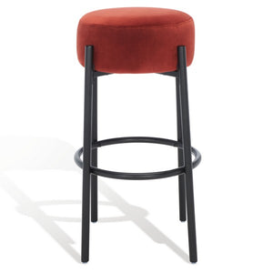 Safavieh Paisleigh Metal Leg Barstool Rust / Black Wood / Fabric / Foam / Metal SFV5031C