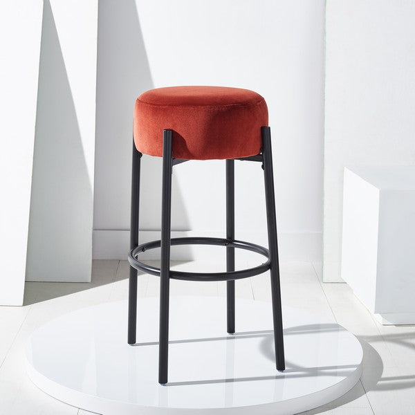 Safavieh Paisleigh Metal Leg Barstool Rust / Black Wood / Fabric / Foam / Metal SFV5031C