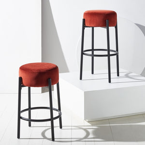 Safavieh Paisleigh Metal Leg Barstool Rust / Black Wood / Fabric / Foam / Metal SFV5031C