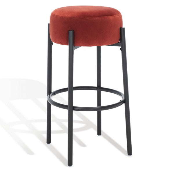 Safavieh Paisleigh Metal Leg Barstool Rust / Black Wood / Fabric / Foam / Metal SFV5031C