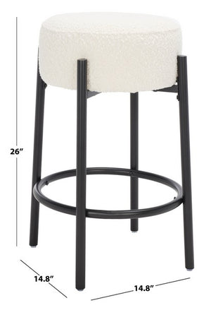 Safavieh Paisleigh Boucle Metal Leg Counter Stool Ivory / Black Wood / Fabric / Foam / Metal SFV5032A