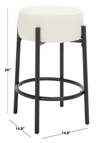 Safavieh Paisleigh Boucle Metal Leg Counter Stool Ivory / Black Wood / Fabric / Foam / Metal SFV5032A