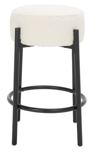 Safavieh Paisleigh Boucle Metal Leg Counter Stool Ivory / Black Wood / Fabric / Foam / Metal SFV5032A