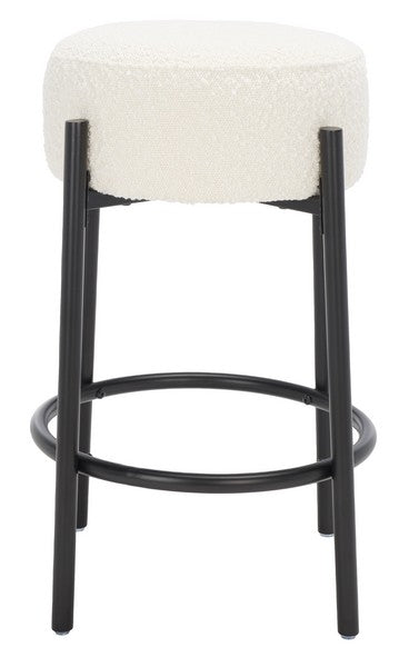 Safavieh Paisleigh Boucle Metal Leg Counter Stool Ivory / Black Wood / Fabric / Foam / Metal SFV5032A